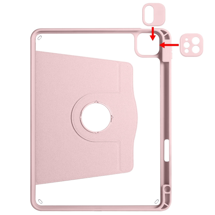 Acrylic 360 Degree Rotation Holder Tablet Leather Case For iPad Air 13 2024 / Pro 12.9 2022/2021/2020/2018(Sand Pink) - iPad Pro 12.9 (2022/2021) Cases by buy2fix | Online Shopping UK | buy2fix