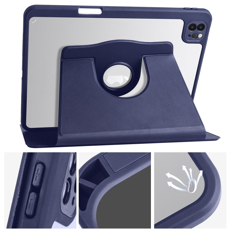 Acrylic 360 Degree Rotation Holder Tablet Leather Case For iPad Air 13 2024 / Pro 12.9 2022/2021/2020/2018(Dark Blue) - iPad Pro 12.9 (2022/2021) Cases by buy2fix | Online Shopping UK | buy2fix