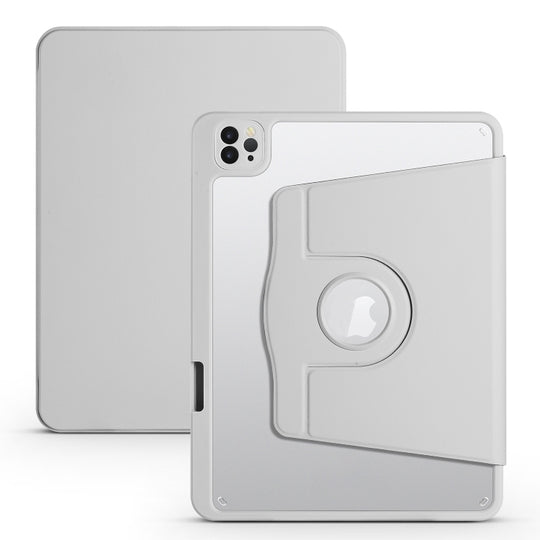 Acrylic 360 Degree Rotation Holder Tablet Leather Case For iPad Air 13 2025 / 2024 / Pro 12.9 2022(Fog Grey)