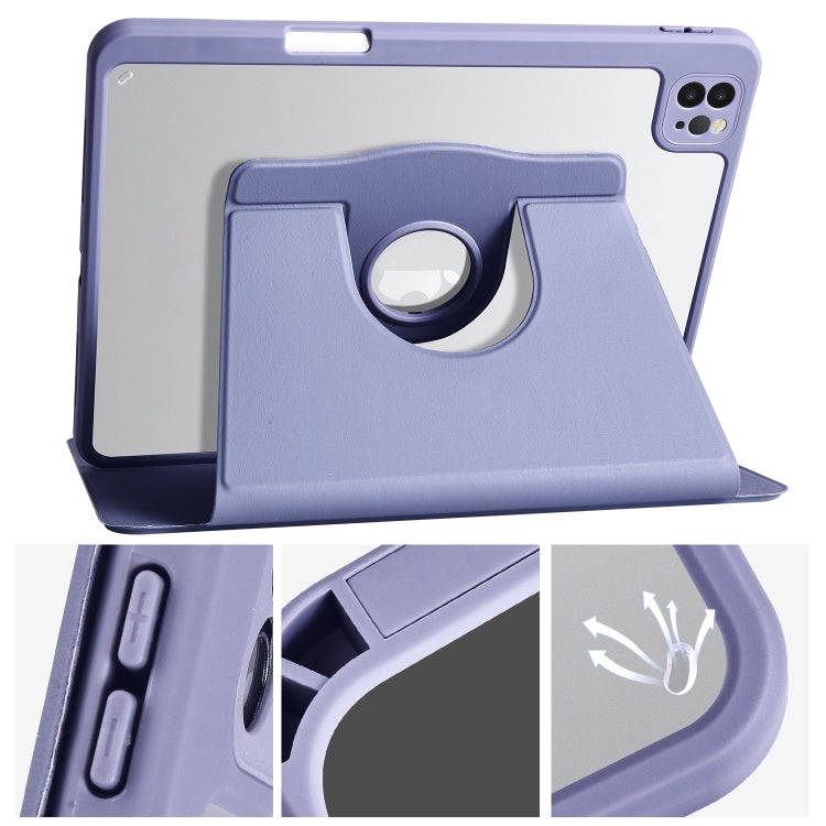 Acrylic 360 Degree Rotation Holder Tablet Leather Case For iPad Air 13 2024 / Pro 12.9 2022/2021/2020/2018(Lavender Purple) - iPad Pro 12.9 (2022/2021) Cases by buy2fix | Online Shopping UK | buy2fix