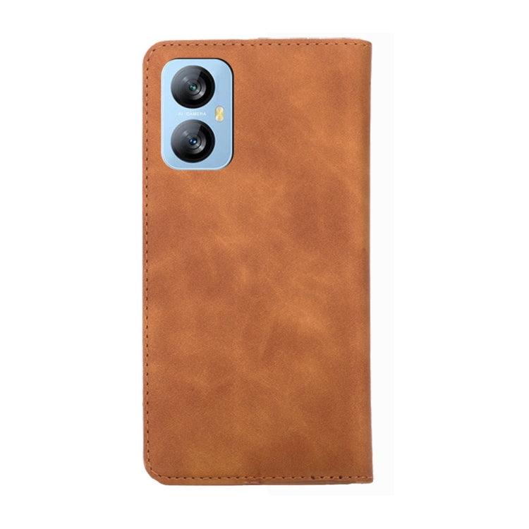 For Blackview A52 Skin Feel Magnetic Horizontal Flip Leather Phone Case(Light Brown) - More Brand by buy2fix | Online Shopping UK | buy2fix