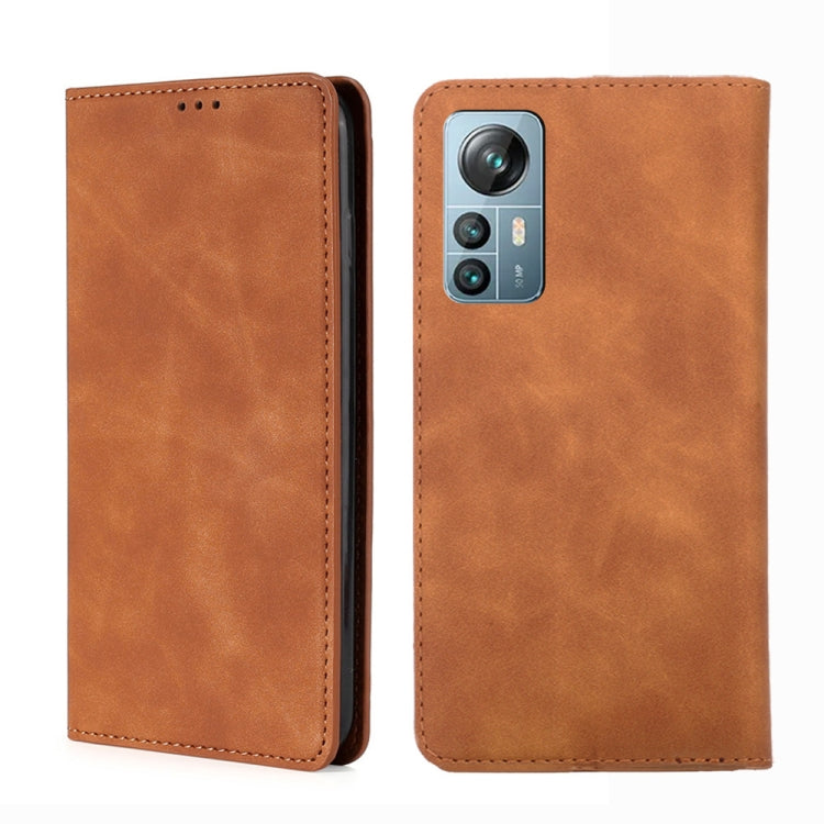 For Blackview A85 Skin Feel Magnetic Horizontal Flip Leather Phone Case(Light Brown) - More Brand by buy2fix | Online Shopping UK | buy2fix