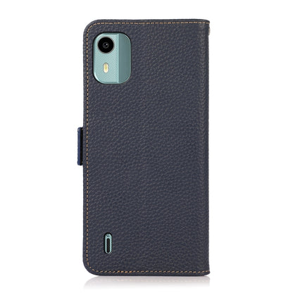 For Nokia C12 4G KHAZNEH Side-Magnetic Litchi Genuine Leather RFID Phone Case(Blue) - Nokia Cases by buy2fix | Online Shopping UK | buy2fix
