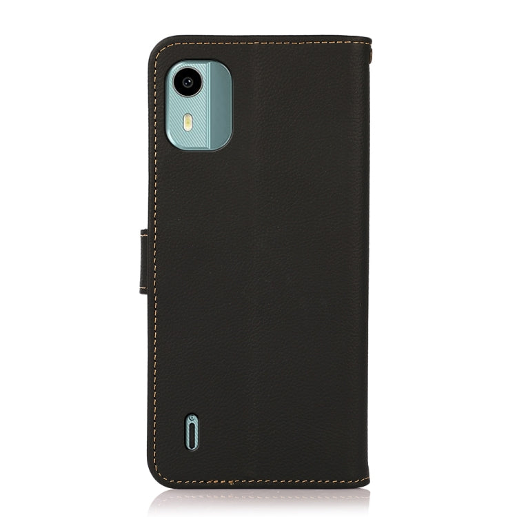 For Nokia C12 4G KHAZNEH Custer Genuine Leather RFID Phone Case(Black) - Nokia Cases by buy2fix | Online Shopping UK | buy2fix