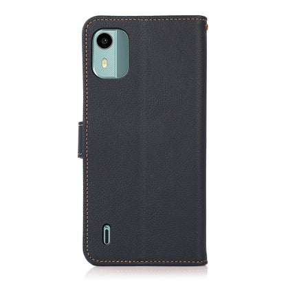 For Nokia C12 4G KHAZNEH Custer Genuine Leather RFID Phone Case(Blue) - Nokia Cases by buy2fix | Online Shopping UK | buy2fix