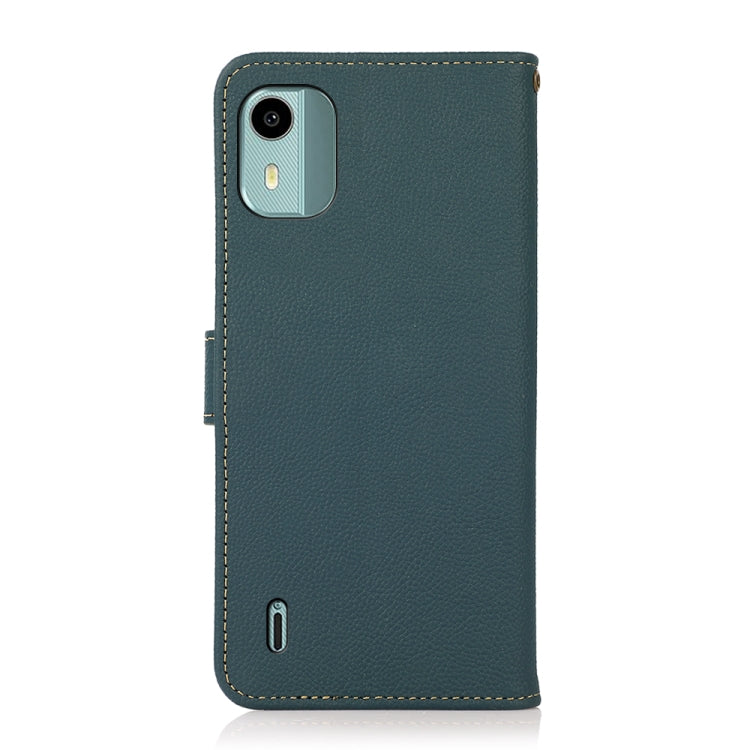 For Nokia C12 4G KHAZNEH Custer Genuine Leather RFID Phone Case(Green) - Nokia Cases by buy2fix | Online Shopping UK | buy2fix