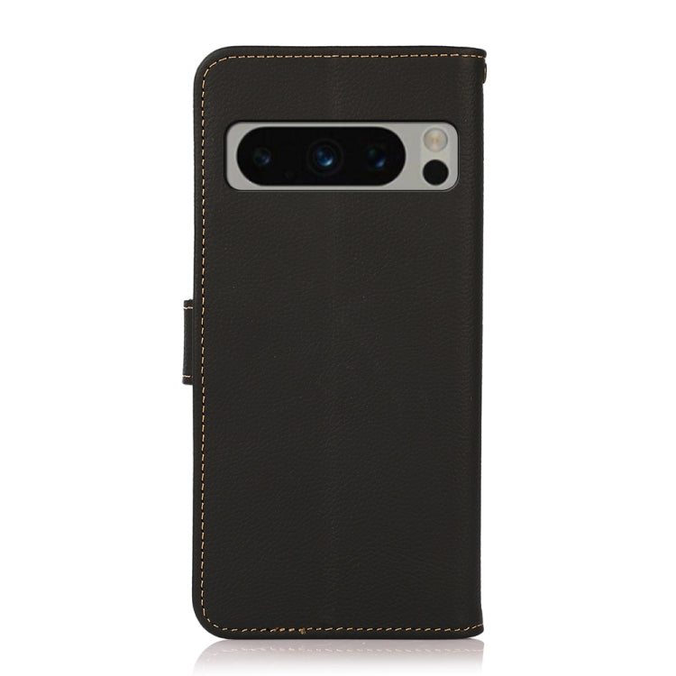For Google Pixel 8 Pro KHAZNEH Custer Genuine Leather RFID Phone Case(Black) - Google Cases by buy2fix | Online Shopping UK | buy2fix