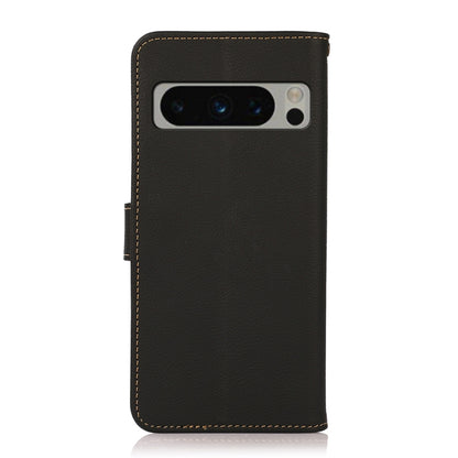 For Google Pixel 8 Pro KHAZNEH Custer Genuine Leather RFID Phone Case(Black) - Google Cases by buy2fix | Online Shopping UK | buy2fix