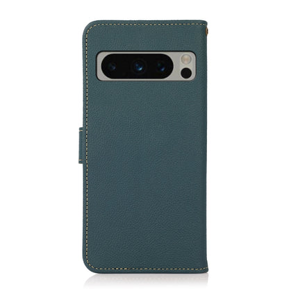 For Google Pixel 8 Pro KHAZNEH Custer Genuine Leather RFID Phone Case(Green) - Google Cases by buy2fix | Online Shopping UK | buy2fix