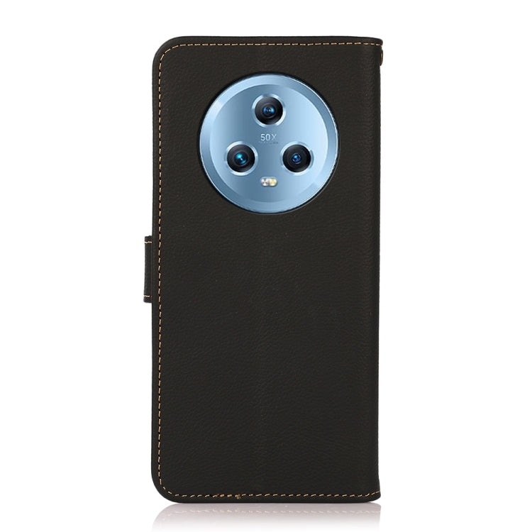 For Honor Magic5 KHAZNEH Custer Genuine Leather RFID Phone Case(Black) - Honor Cases by buy2fix | Online Shopping UK | buy2fix