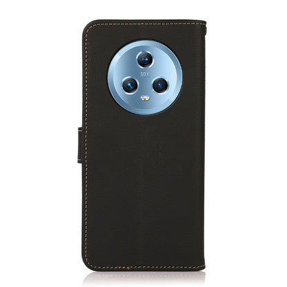 For Honor Magic5 KHAZNEH Custer Genuine Leather RFID Phone Case(Black) - Honor Cases by buy2fix | Online Shopping UK | buy2fix