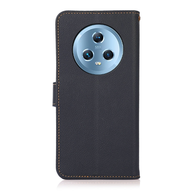 For Honor Magic5 KHAZNEH Custer Genuine Leather RFID Phone Case(Blue) - Honor Cases by buy2fix | Online Shopping UK | buy2fix