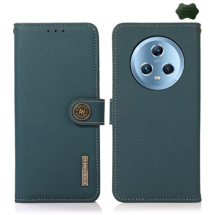 For Honor Magic5 KHAZNEH Custer Genuine Leather RFID Phone Case(Green) - Honor Cases by buy2fix | Online Shopping UK | buy2fix