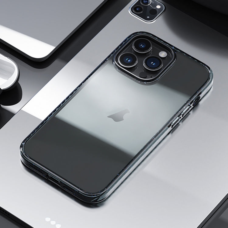 For iPhone 14 Pro Rock Crystal Armor PC Shockproof TPU Phone Case(Transparent Black) by ROCK