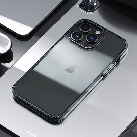 For iPhone 14 Pro Rock Crystal Armor PC Shockproof TPU Phone Case(Transparent Black) by ROCK