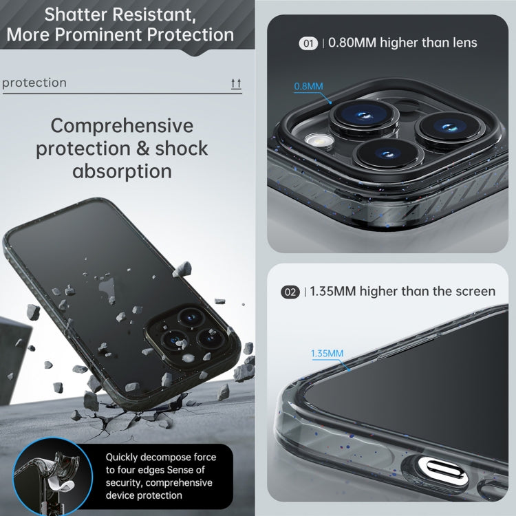 For iPhone 14 Pro Rock Crystal Armor PC Shockproof TPU Phone Case(Transparent Black) by ROCK