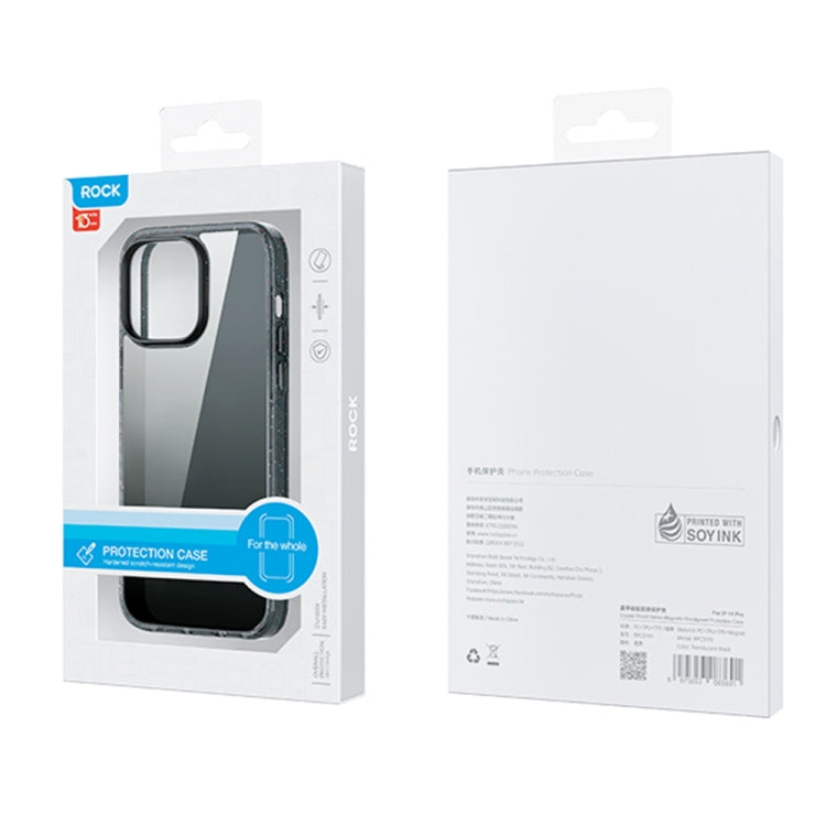 For iPhone 14 Pro Rock Crystal Armor PC Shockproof TPU Phone Case(Transparent Black) by ROCK