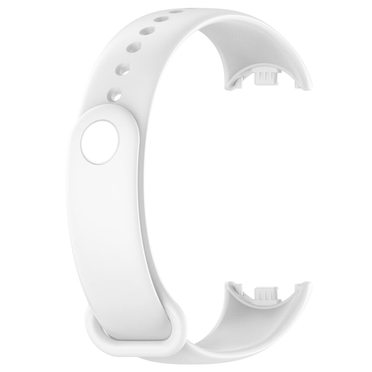 For Xiaomi Mi Band 8 Solid Color Silicone Plug Replacement Watch Band(White) - Watch Bands by buy2fix | Online Shopping UK | buy2fix