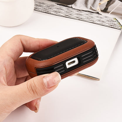 For AirPods 3 Leather Texture Earphone Protective Case(Black Red) - For AirPods 3 by buy2fix | Online Shopping UK | buy2fix