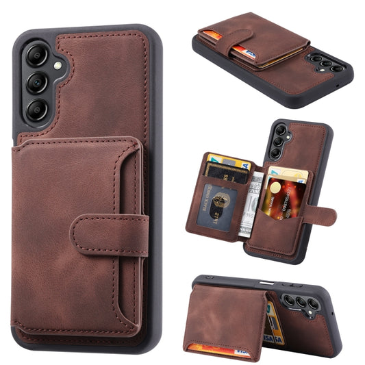 For Samsung Galaxy A35 5G Skin Feel Dream RFID Anti-theft PU Card Bag Phone Case(Coffee) by buy2fix