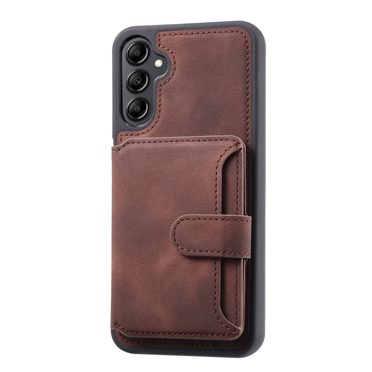 For Samsung Galaxy A35 5G Skin Feel Dream RFID Anti-theft PU Card Bag Phone Case(Coffee) by buy2fix