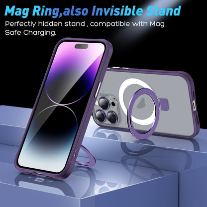 For iPhone 14 Metal Eyes Series MagSafe Magnetic Holder Phone Case(Red) - iPhone 14 Cases by buy2fix | Online Shopping UK | buy2fix