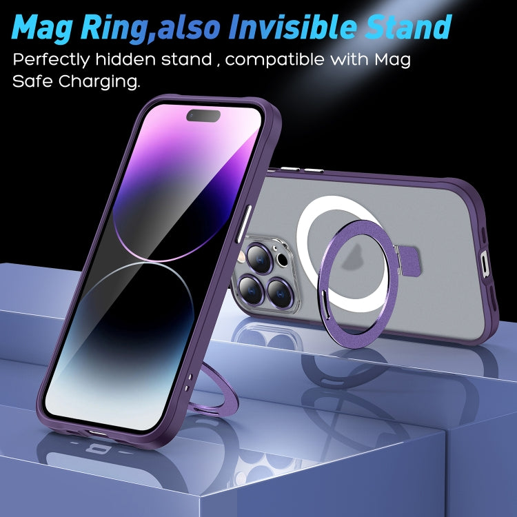 For iPhone 14 Pro Max Metal Eyes Series MagSafe Magnetic Holder Phone Case(Red) - iPhone 14 Pro Max Cases by buy2fix | Online Shopping UK | buy2fix