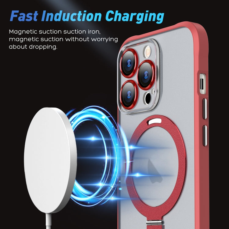 For iPhone 11 Pro Max Metal Eyes Series MagSafe Magnetic Holder Phone Case(Red) by buy2fix