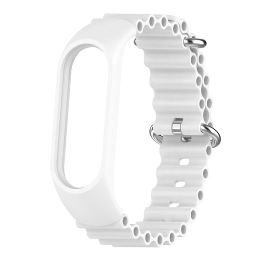For Xiaomi Mi Band 7 / 6 / 5 / 4 / 3 Solid Color Marine Silicone Breathable Watch Band(White) by buy2fix
