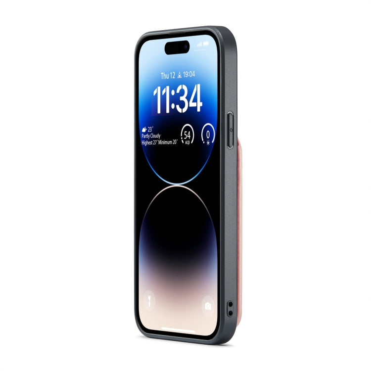 For iPhone 14 Pro Max Fierre Shann Crazy Horse Card Holder Back Cover PU Phone Case(Pink) - iPhone 14 Pro Max Cases by FIERRE SHANN | Online Shopping UK | buy2fix