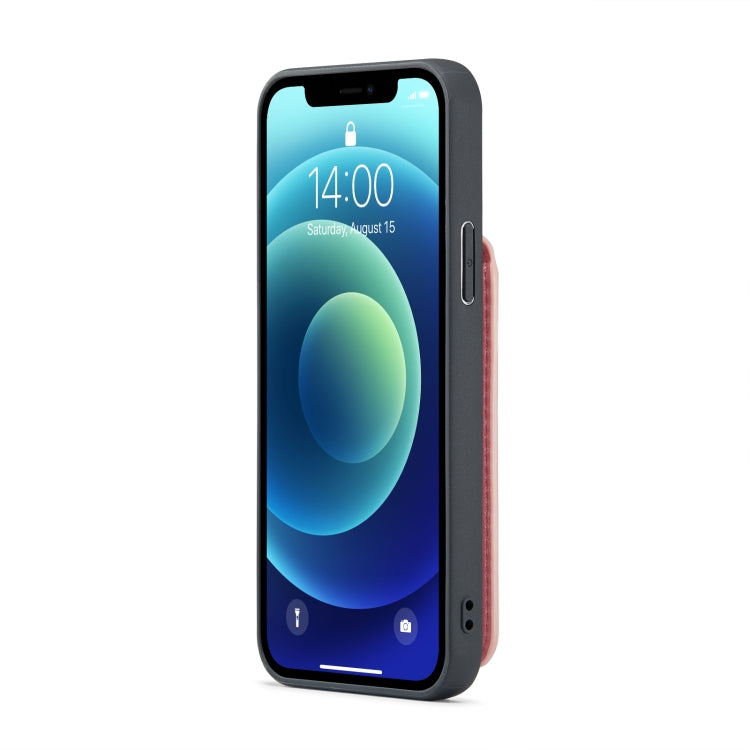 For iPhone 12 / 12 Pro Fierre Shann Crazy Horse Card Holder Back Cover PU Phone Case(Pink) - iPhone 12 / 12 Pro Cases by FIERRE SHANN | Online Shopping UK | buy2fix