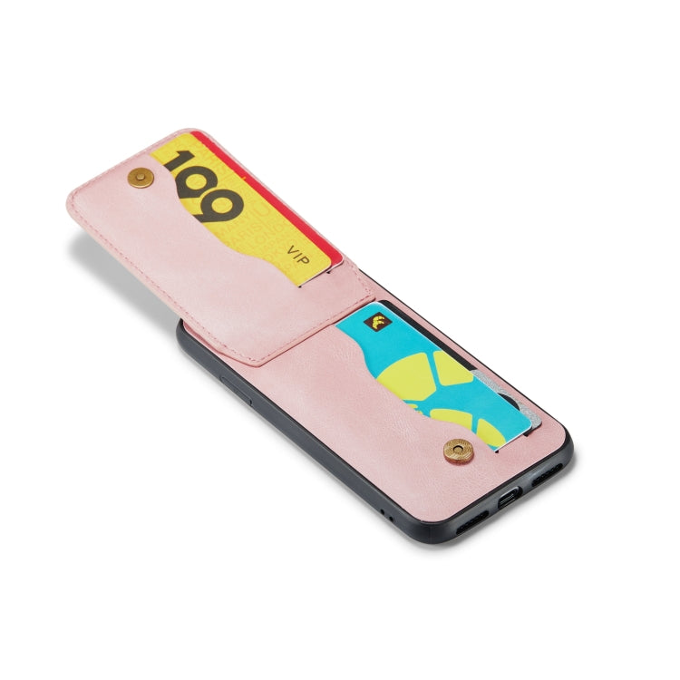 For iPhone XS Max Fierre Shann Crazy Horse Card Holder Back Cover PU Phone Case(Pink) - More iPhone Cases by FIERRE SHANN | Online Shopping UK | buy2fix