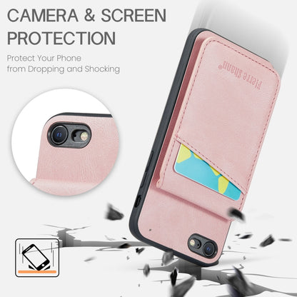 For iPhone 7 Plus / 8 Plus Fierre Shann Crazy Horse Card Holder Back Cover PU Phone Case(Pink) - More iPhone Cases by FIERRE SHANN | Online Shopping UK | buy2fix