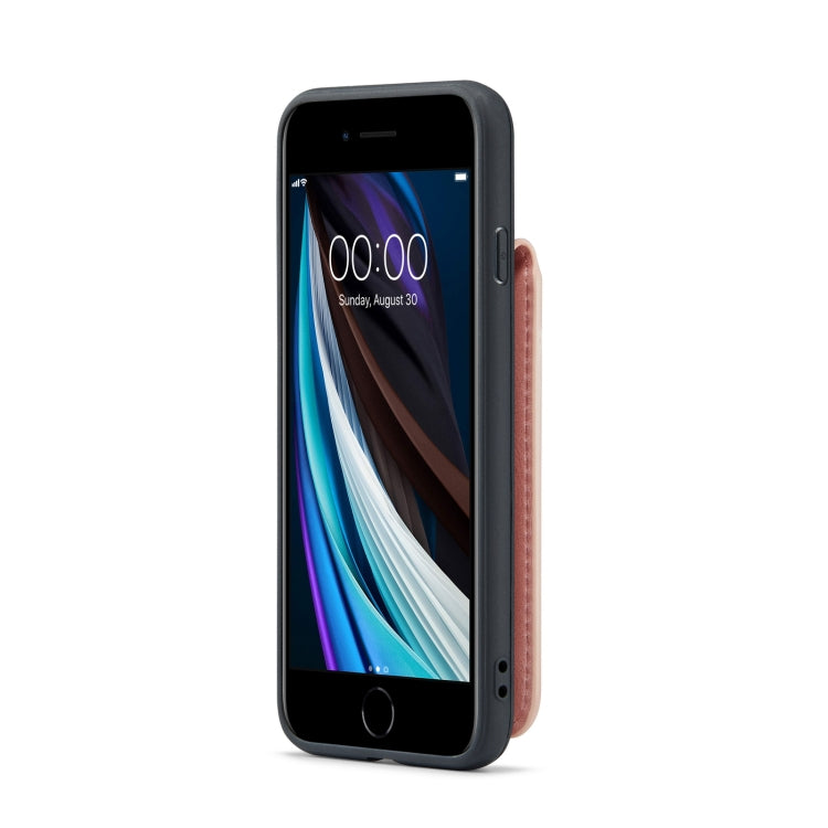 For iPhone SE 2022 / 2020 / 7 / 8 Fierre Shann Crazy Horse Card Holder Back Cover PU Phone Case(Pink) - iPhone SE 2022 / 2020 / 8 / 7 Cases by FIERRE SHANN | Online Shopping UK | buy2fix