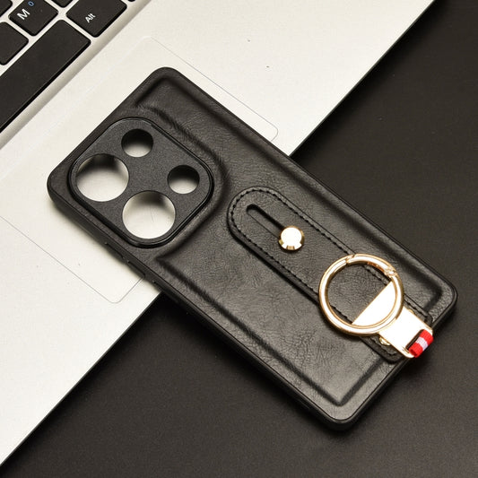 For Xiaomi Poco M6 Pro 4G Wristband Leather Back Phone Case(Black) by buy2fix