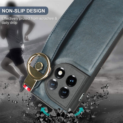 For OnePlus 11 Wristband Leather Back Phone Case(Blue) by buy2fix