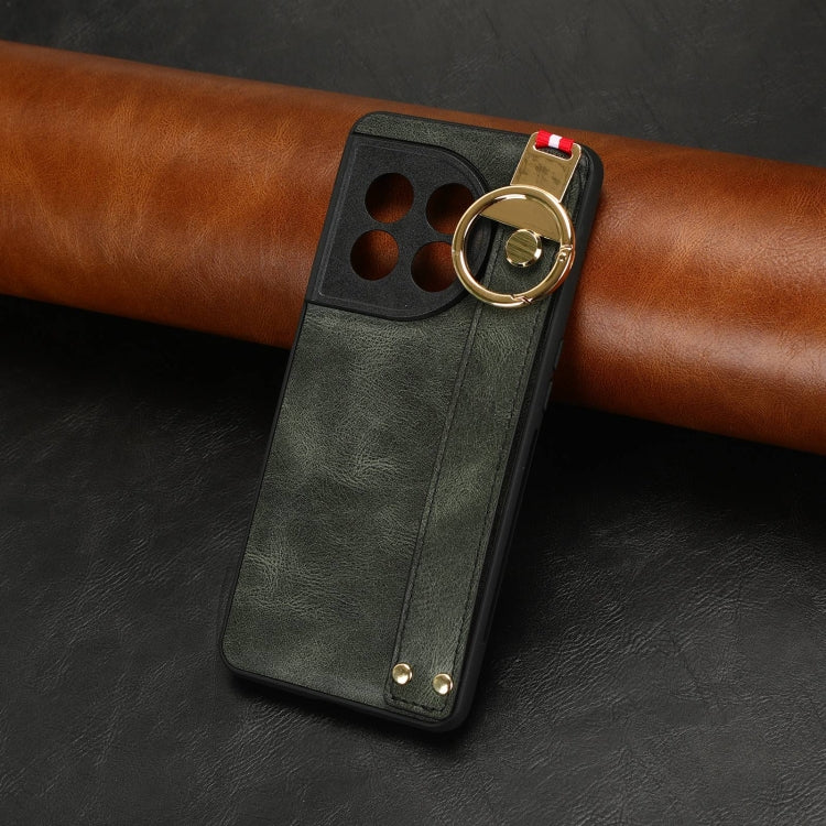 For OnePlus 11 Wristband Leather Back Phone Case(Green) by buy2fix