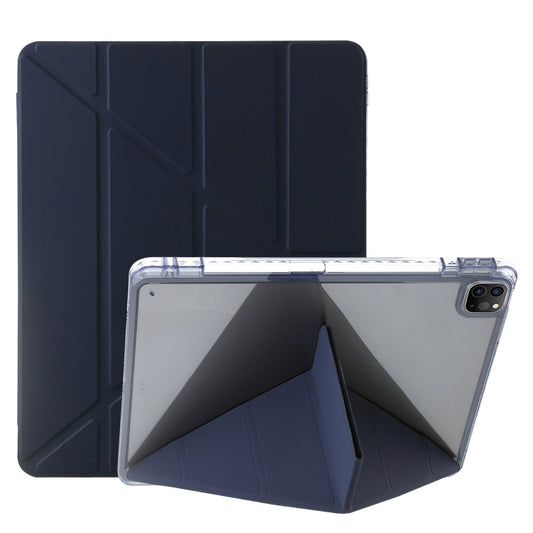 For iPad Pro 11 2022 / 2021 / 2020 Clear Acrylic Deformation Leather Tablet Case(Dark Blue) - iPad Pro 11 (2022/2021) Cases by buy2fix | Online Shopping UK | buy2fix