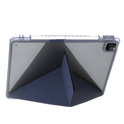 For iPad Pro 12.9 2022 / 2021 / 2020 Clear Acrylic Deformation Leather Tablet Case(Dark Blue) - iPad Pro 12.9 (2022/2021) Cases by buy2fix | Online Shopping UK | buy2fix