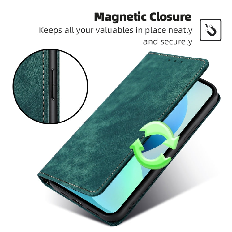 For Blackview A85 RFID Anti-theft Brush Magnetic Leather Phone Case(Green) - More Brand by buy2fix | Online Shopping UK | buy2fix