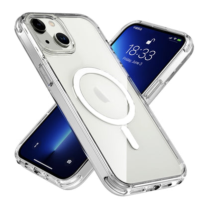 For iPhone 14 Plus Magsafe Magnetic Airbag Shockproof TPU + PC Phone Case(Transparent White) - iPhone 14 Plus Cases by buy2fix | Online Shopping UK | buy2fix