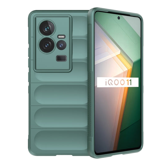 For vivo iQOO 11 5G Magic Shield TPU + Flannel Phone Case(Dark Green) - vivo Cases by buy2fix | Online Shopping UK | buy2fix