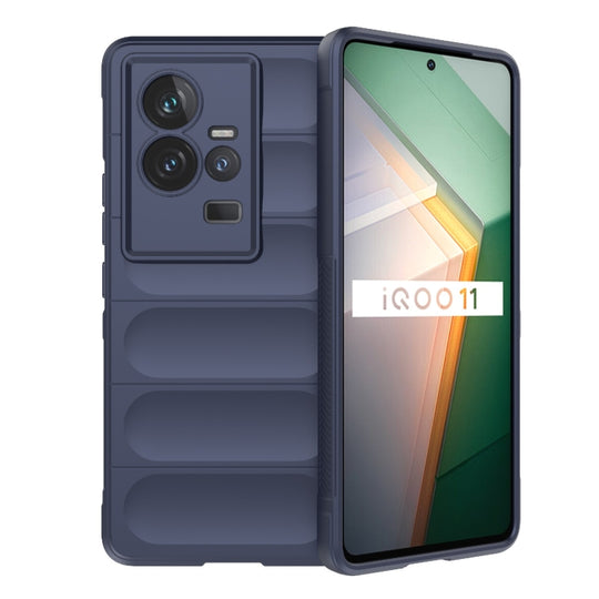 For vivo iQOO 11 5G Magic Shield TPU + Flannel Phone Case(Dark Blue)