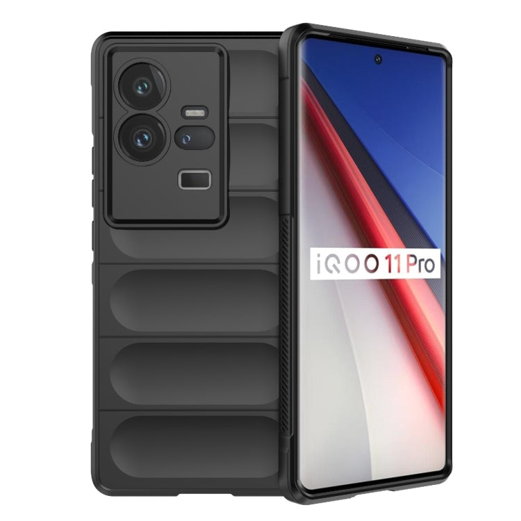 For vivo iQOO 11 Pro 5G Magic Shield TPU + Flannel Phone Case(Black) - vivo Cases by buy2fix | Online Shopping UK | buy2fix