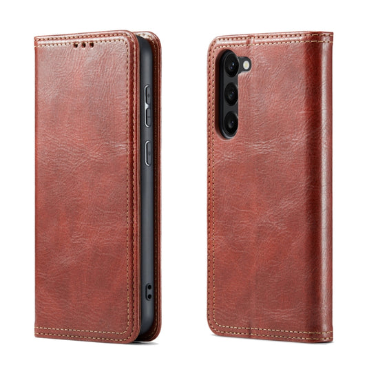 For Samsung Galaxy S23+ 5G FIERRE SHANN Vintage Bark Texture Wallet Leather Phone Case(Brown) - Galaxy S23+ 5G Cases by FIERRE SHANN | Online Shopping UK | buy2fix