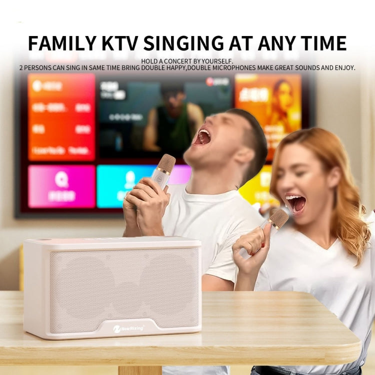 NewRixing NR8088 Wireless Microphone TWS Handheld Noise Reduction Smart Bluetooth Speaker(Creamy White) - Desktop Speaker by NewRixing | Online Shopping UK | buy2fix