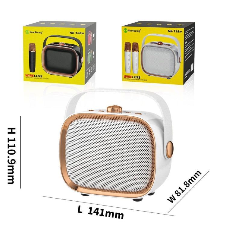 NewRixing NR138W Wireless Microphone TWS Handheld Noise Reduction Portable Smart Bluetooth Speaker(White) - Desktop Speaker by NewRixing | Online Shopping UK | buy2fix