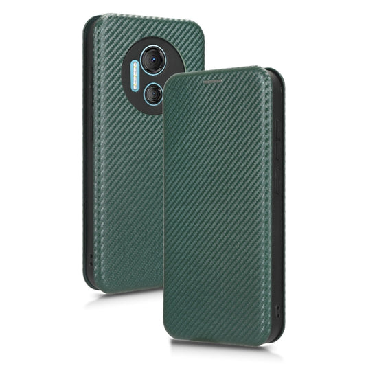 For DOOGEE X97 / X97 Pro Carbon Fiber Texture Flip Leather Phone Case(Green) by buy2fix