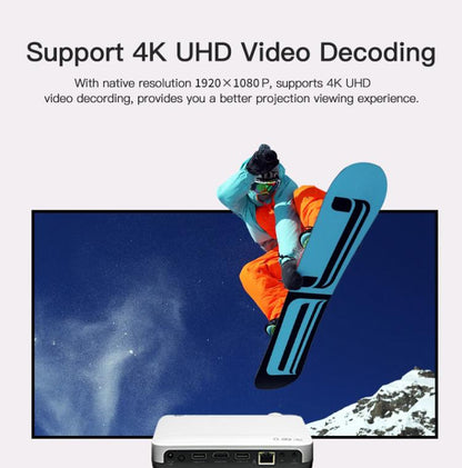 WOWOTO H10S TIDLP DMD 0.45 inch 1920 x 1080P 4K 500ANSI RGB LED Smart Projector(UK Plug) by WOWOTO