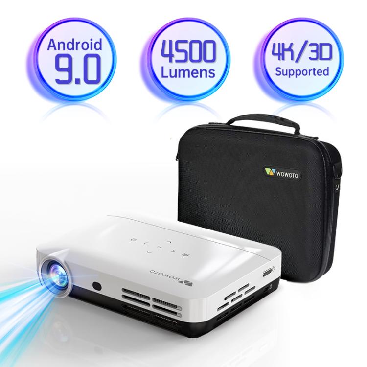 WOWOTO H10S TIDLP DMD 0.45 inch 1920 x 1080P 4K 500ANSI RGB LED Smart Projector(UK Plug) by WOWOTO